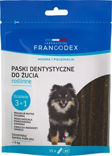 FRANCODEX Paski do gryzienia XS usuwające kamień i brzydki zapach z pyska 114g/15 pasków - Przysmaki dla psów - miniaturka - grafika 1