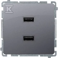 Gniazdka elektryczne - Kontakt Simon Simon Basic Ładowarka 2 x USB (moduł), 2.1 A, 5V DC, 230V srebrny mat BMC2USB.01/43/B BMC2USB.01/43/B - miniaturka - grafika 1