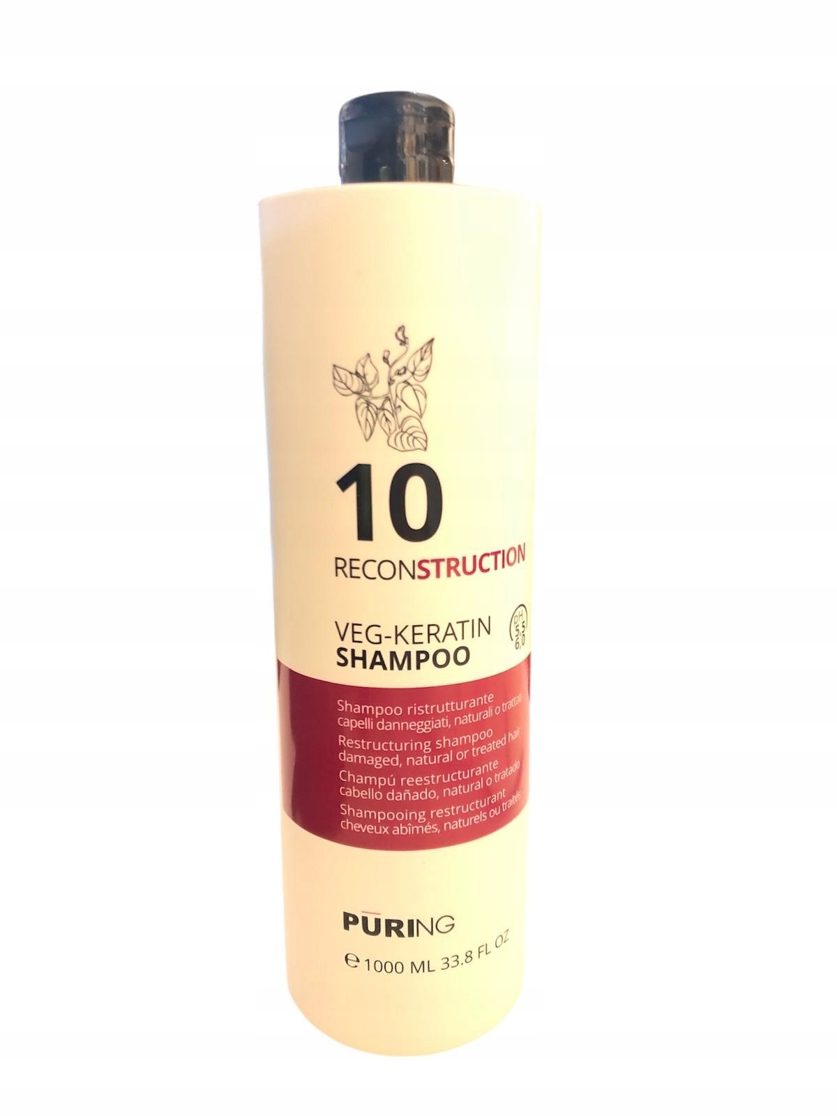 Puring 10 Veg-keratin szampon do włosów zniszczonych keratyna roślinna 1L