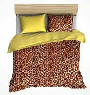 Pościel - pościel z polaru 200x200 + 2 poszewki P 300-14 DUO panterka jasna / żółty - miniaturka - grafika 1