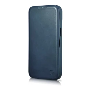iCarer CE Oil Wax Premium Leather Folio Case skórzane etui iPhone 14 Pro Max z klapką magnetyczne MagSafe niebieski (AKI14220708-BU) - Etui i futerały do telefonów - miniaturka - grafika 5