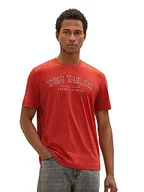 Koszulki męskie - T-shirt męski TOM TAILOR z nadrukiem logo wykonany z bawełny, 14302-aksamitna czerwień, XXL - miniaturka - grafika 1