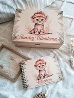 Pamiątka Chrztu Świętego - ZESTAW LWIĄTKO personalizowany, prezent na Chrzest, roczek, narodziny - miniaturka - grafika 1