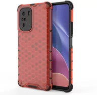 Etui i futerały do telefonów - Honeycomb etui pancerny pokrowiec z żelową ramką Xiaomi Redmi K40 Pro+ / K40 Pro / K40 / Poco F3 czerwony - miniaturka - grafika 1
