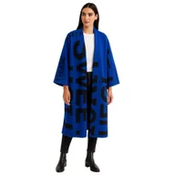 Płaszcze damskie - Płaszcz Narzutka Damski z Printem Włoski Chabrowy - miniaturka - grafika 1