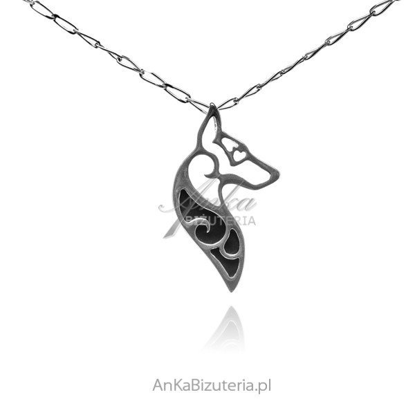 ankabizuteria.pl Zawieszka srebrna z onyksem DOBERMAN