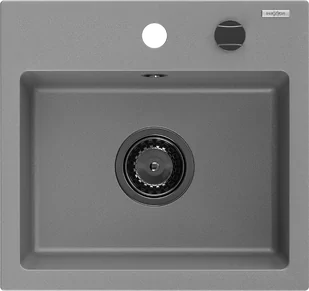 Mexen Milo zlewozmywak granitowy 1-komorowy 435 x 410 mm, szary, syfon czarny - 6505441000-71-B - Zlewozmywaki - miniaturka - grafika 1
