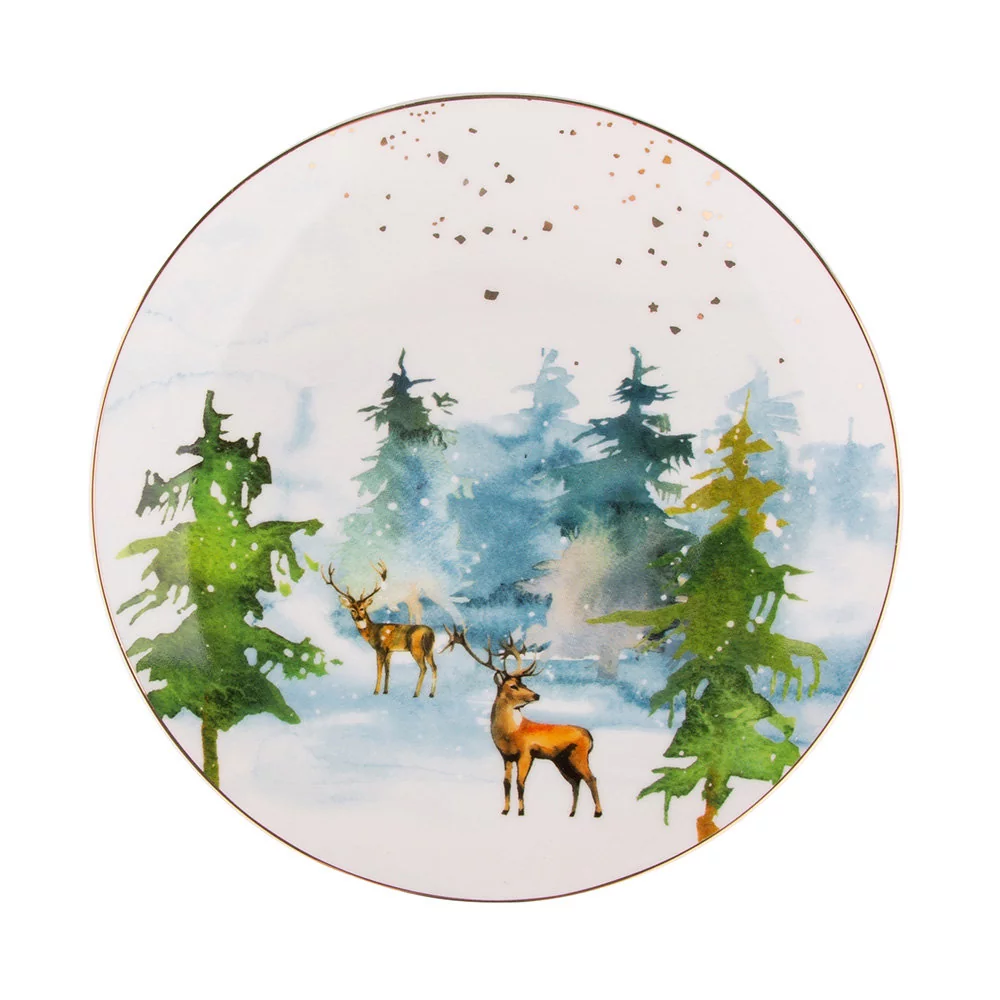 Altom, Talerz deserowy winter forest, 20 cm, dekoracja jeleń
