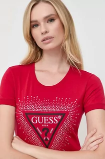 Koszulki sportowe damskie - Guess t-shirt damski kolor czerwony - grafika 1
