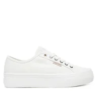 Trampki damskie - Tenisówki Calvin Klein Jeans Vulc Flatform Ctn Logo Tag YW0YW01838 Biały - miniaturka - grafika 1