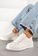 Trampki damskie - Beżowe Klasyczne Trampki na Grubej Podeszwie Natileva - miniaturka - grafika 1