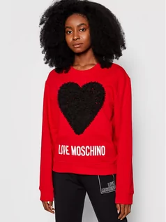 Bluzy damskie - Love Moschino Bluza W630645M 4055 Czerwony Regular Fit - grafika 1