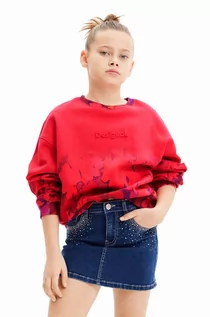 Bluzy dla dziewczynek - Desigual bluza bawełniana dziecięca kolor różowy wzorzysta - grafika 1