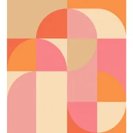 Fototapety - Fototapeta koła w stylu Bauhaus pomarańczowymIróżowym - 2.5 x 2.79 m - ESTAHOME - miniaturka - grafika 1