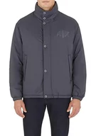 Kurtki męskie - Armani Exchange Męska kurtka Snap Fastener, logo z przodu, kurtka z nadrukiem, Ebony, rozmiar S - miniaturka - grafika 1