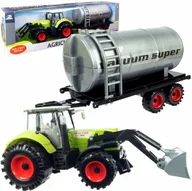 Samochody i pojazdy dla dzieci - Duży Traktor z Przyczepą Ciągnik NAPĘD Ruchome elementy Przyczepa Beczkowóz - miniaturka - grafika 1