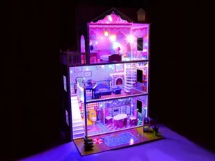 DUŻY Drewniany domek dla LALEK meble basen oświetlenie LED ZA2122 - Domki dla lalek - miniaturka - grafika 1