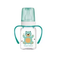 Kubki dla dzieci - CANPOL BABIES Cute Animals Butelka wąska z uchwytem turkusowy miś, 120ml 11/823 - miniaturka - grafika 1