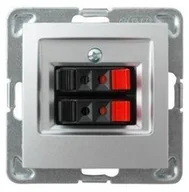 Gniazdka elektryczne - LEDart głośnikowe podwójne bez ramki - Ospel Impresja GG-2Y/m/18, kolor srebrny - miniaturka - grafika 1