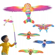 Zabawki i gry sportowe - Latawiec na Wędce Syrena 35x20 cm – Ruchoma Zabawka Dla Dzieci, Wirująca Syrenka z Tęczowymi Skrzydłami, Zabawka na Świeżym Powietrzu, Prezent dla D.. - miniaturka - grafika 1