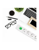 Listwy zasilające - qoltec Listwa zasilająca | 5 gniazd | 1.8m | Biało-szara - miniaturka - grafika 1