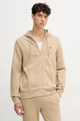 Bluzy męskie - Lacoste bluza męska kolor beżowy z kapturem gładka - miniaturka - grafika 1