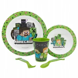 ZESTAW ŚNIADANIOWY MINECRAFT 5w1 TALERZ MISKA KUBE - Miseczki i talerzyki dla dzieci - miniaturka - grafika 1