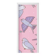Naklejki na ścianę - Naklejka na drzwi HOMEPRINT ptaki na różowym tle 75x205 cm - miniaturka - grafika 1