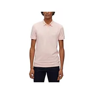 Koszulki męskie - BOSS Męska koszulka polo Passertip Slim-Fit z rozciągliwej bawełny z naszywką z logo, Open Pink694, L - miniaturka - grafika 1