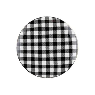 Talerz deserowy Winter Glam Grid 20 cm kratka czarno-biały - Talerze - miniaturka - grafika 1