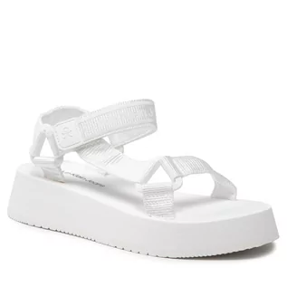 Sandały damskie - Calvin Klein Sandały JEANS - Prefresato Sandal 1 YW0YW00557 Bright White YAF - grafika 1