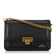 Torebki damskie - Skórzana crossbody z odpinanym łańcuszkiem czarna - miniaturka - grafika 1
