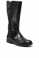 Kozaki damskie - Geox Dziewczęce Kozaki Czarne Na Zamek 31 Żtc - miniaturka - grafika 1