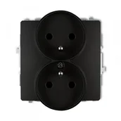 Gniazdka elektryczne - Karlik Gniazdo podwójne z uziemieniem DECO SOFT czarny 12DGPRSO-2z - miniaturka - grafika 1