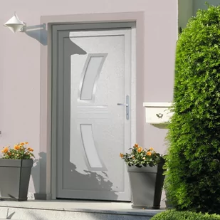 vidaxl Drzwi wejściowe, białe, 108x208 cm, PVC 8720845887889 - Drzwi zewnętrzne - miniaturka - grafika 1