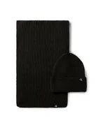 Czapki damskie - Calvin Klein Jeans Zestaw Szalik i Czapka Monogram Rib Scarf Beanie Set IU0IU00638 Czarny - miniaturka - grafika 1