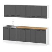 Meble kuchenne - Meble kuchenne nowoczesne modułowe vero 2.6m zestaw mebli kuchennych szary - miniaturka - grafika 1