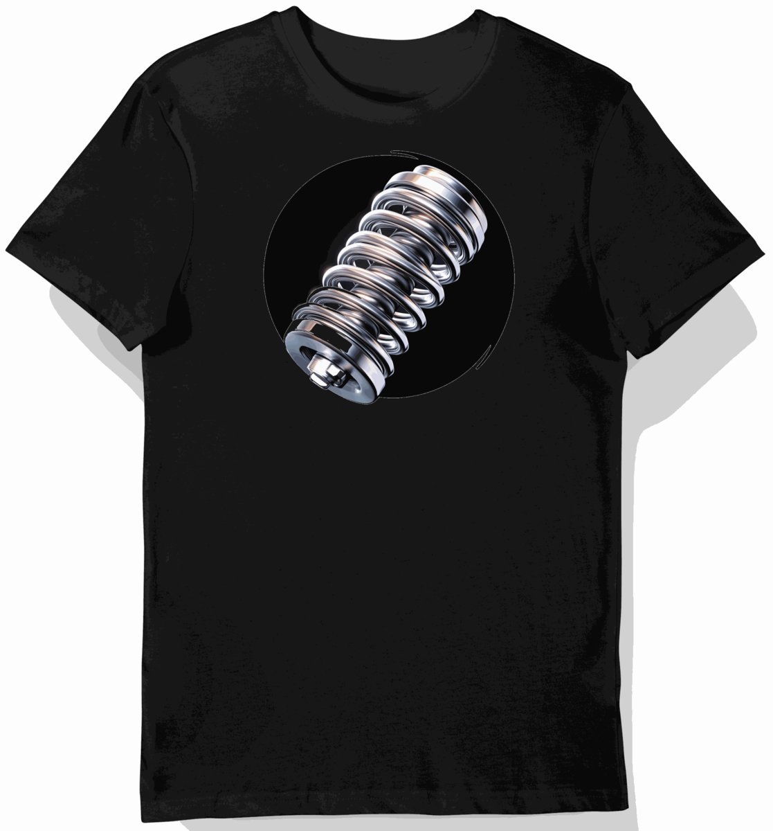 Koszulka męska czarna z motywem eleganckich sprężyn zawieszenia XXL