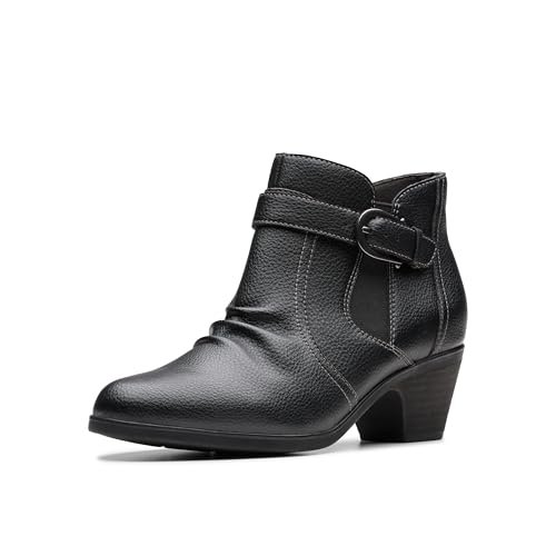 Clarks Damskie botki Emily2 Opal, Czarna skóra, 38 EU