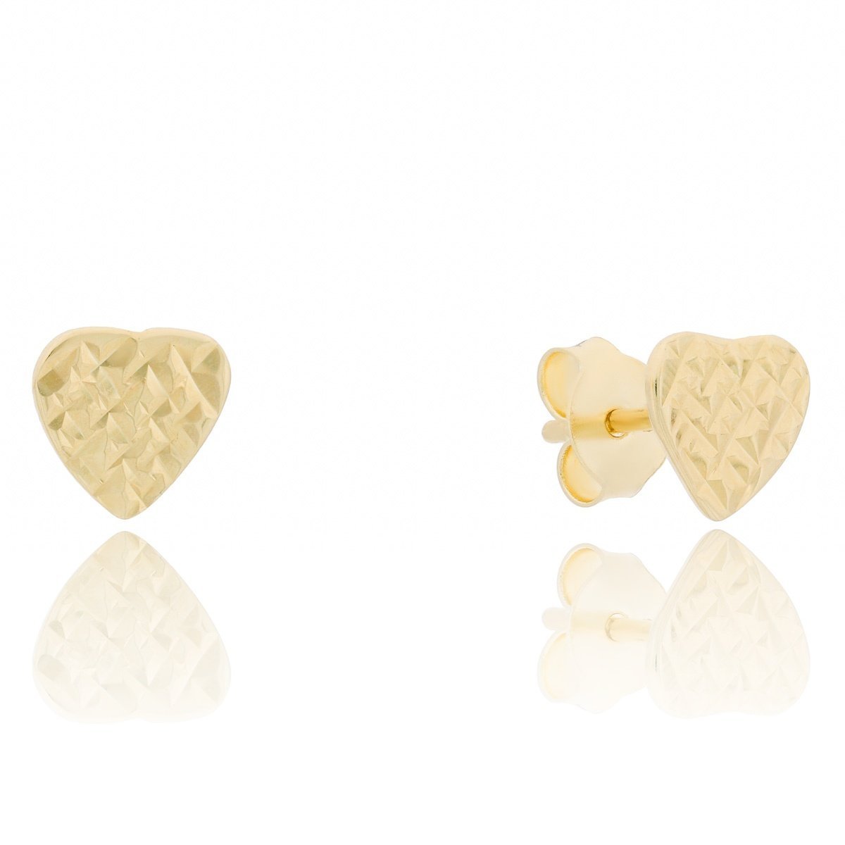 Złote kolczyki serduszka sztyfty grawerowane pr. 333