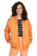 Kurtki damskie - Trendyol Damska kurtka zimowa z kołnierzem w romby wzór oversize, pomarańczowy, M - miniaturka - grafika 1