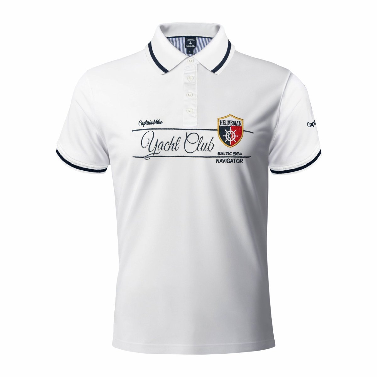 Koszulka bawełniana polo męska biała z haftem Captain Mike rozmiar 3XL