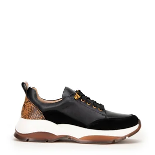 Damskie sneakersy z motywem zwierzęcym czarno - brązowe - Półbuty męskie Damskie sneakersy z motywem zwierzęcym czarno - brązowe - Półbuty męskie - miniaturka - grafika 1