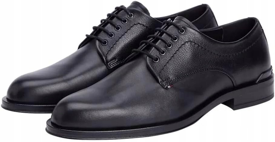 TOMMY HILFIGER CORPORATE CZARNE PÓŁBUTY MĘSKIE SKÓRZANE GŁADKIE 43 16CA