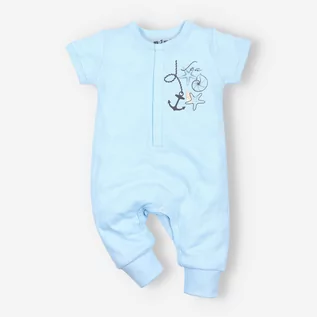 Pajacyki dla niemowląt - Błękitny rampers niemowlęcy SHELLS z bawełny organicznej dla chłopca-80 - grafika 1
