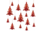 Ozdoby bożonarodzeniowe - L&H Ozdoba dekoracyjna papierowa Choinka 3D metalic czerwona mix 15szt 110354 KTW L&H 12684-uniw - miniaturka - grafika 1