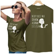 Koszulki i topy damskie - KOSZULKA DLA DZIEWCZYNY NA WALENTYNKI PREZENT NIBY NIE MA IDEAŁÓW, A JEDNAK JESTEM KOLOR KHAKI - miniaturka - grafika 1