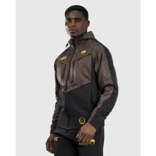 UFC Venum Bluza Z Kapturem Rozpinana Fight Week Hoodie Brown - Bluzy sportowe męskie - miniaturka - grafika 1