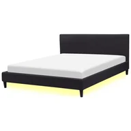 Łóżka - Beliani Łóżko czarne tapicerowane LED biały 180 x 200 cm FITOU - miniaturka - grafika 1