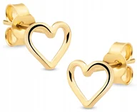 Biżuteria dla dzieci - ZŁOTE KOLCZYKI NA SZTYFT SERCA SERDUSZKA HEART 585 - miniaturka - grafika 1